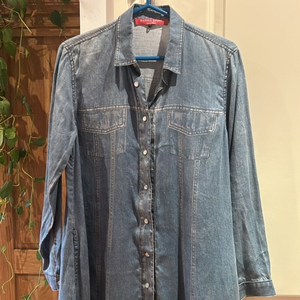 MARINA RINALDI sport denim print dress 10 Euc - Picture 4 of 15